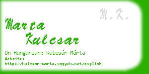 marta kulcsar business card
